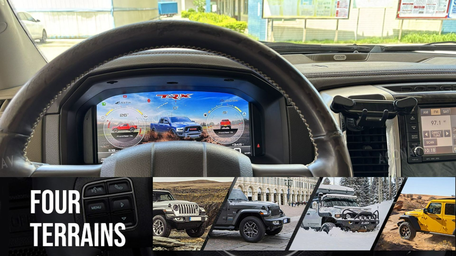 12.3 Inch Car Digital Instrument Cluster LCD Dashboard Linux System Speedometer for Jeep Wrangler JK 2011 - 2017