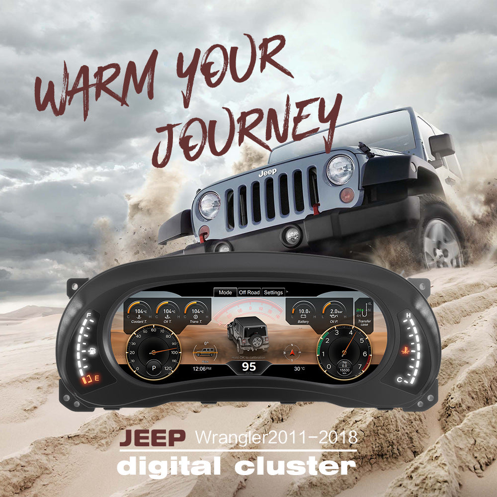 12.3 Inch Car Digital Instrument Cluster LCD Dashboard Linux System Speedometer for Jeep Wrangler JK 2011 - 2017