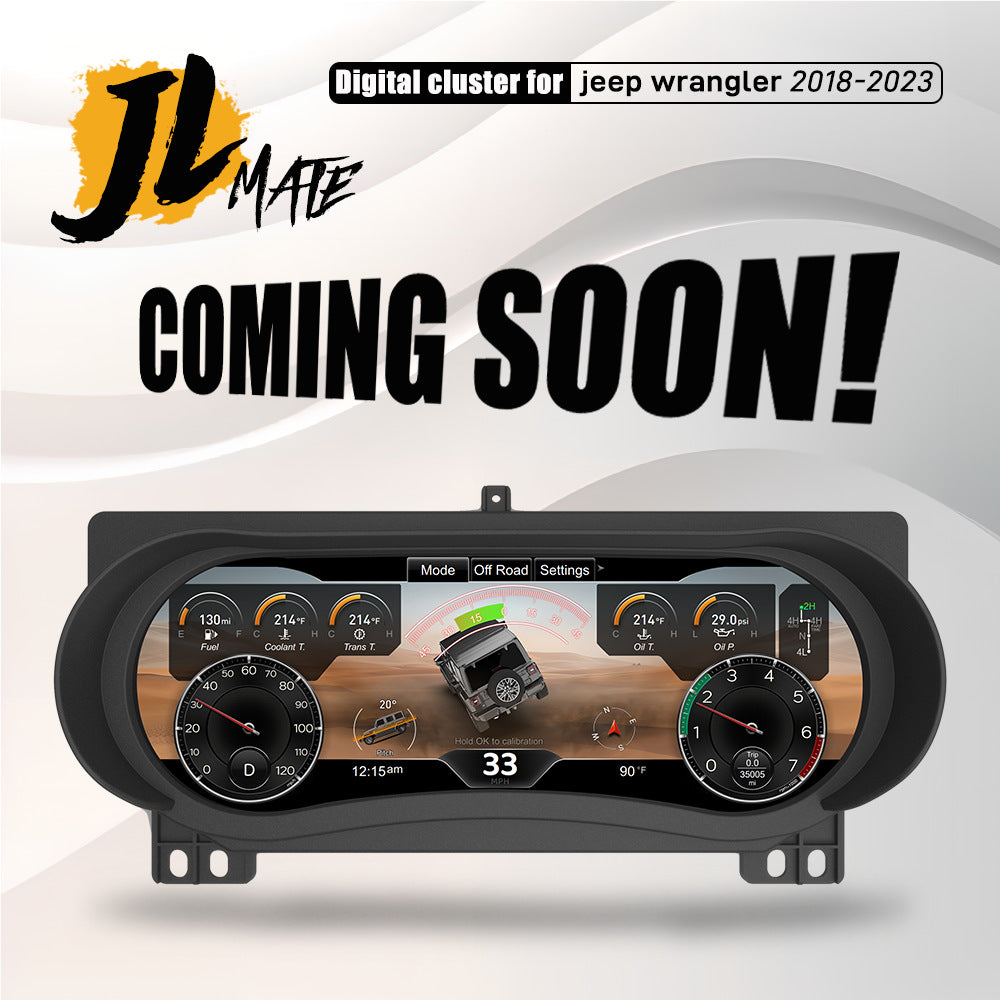 12.3" LCD Digital Instrument Cluster for Jeep Wrangler JL 2018-2023, Plug and Play Virtual Cockpit Gauge