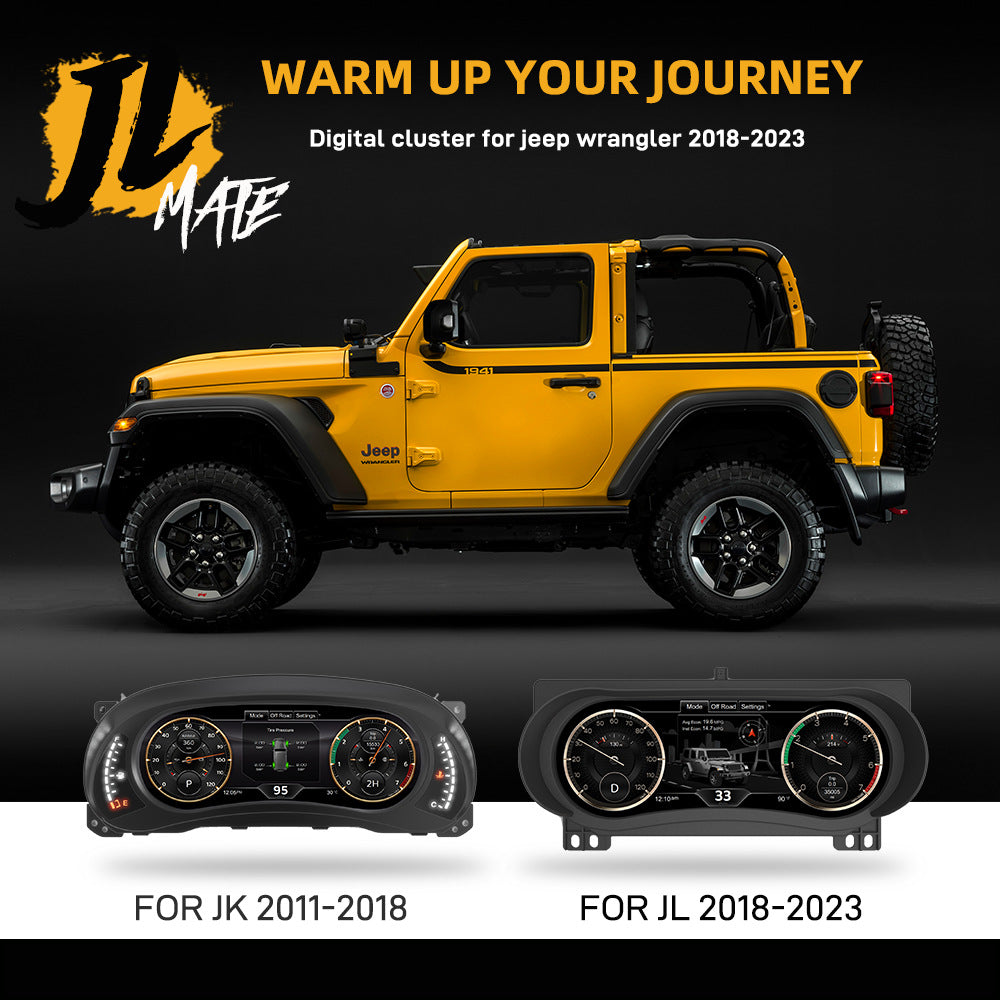 12.3" LCD Digital Instrument Cluster for Jeep Wrangler JL 2018-2023, Plug and Play Virtual Cockpit Gauge