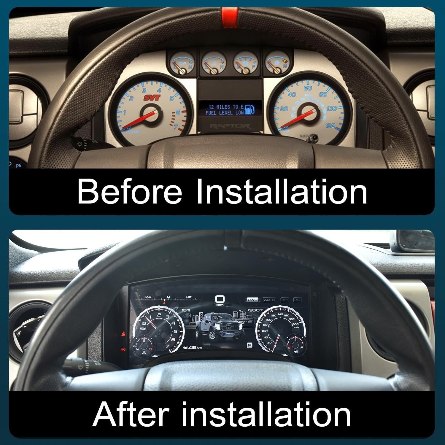 12.3 Inch Car Digital Dashboard Speedometer Display for Ford F150 2008-2014 LCD Instrument Panel