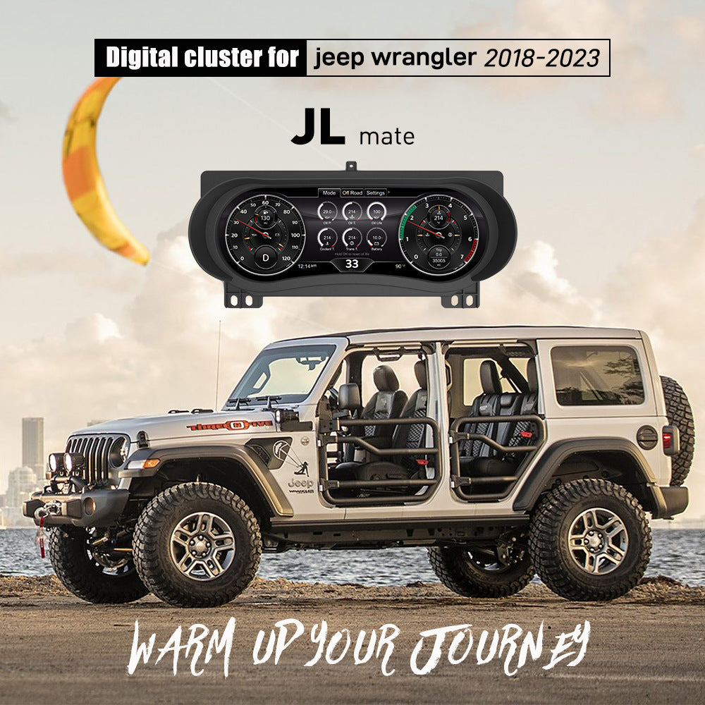 12.3" LCD Digital Instrument Cluster for Jeep Wrangler JL 2018-2023, Plug and Play Virtual Cockpit Gauge