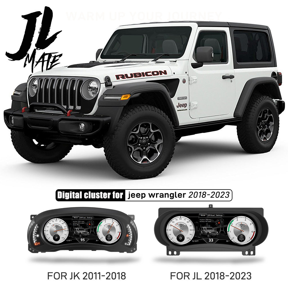 12.3" LCD Digital Instrument Cluster for Jeep Wrangler JL 2018-2023, Plug and Play Virtual Cockpit Gauge
